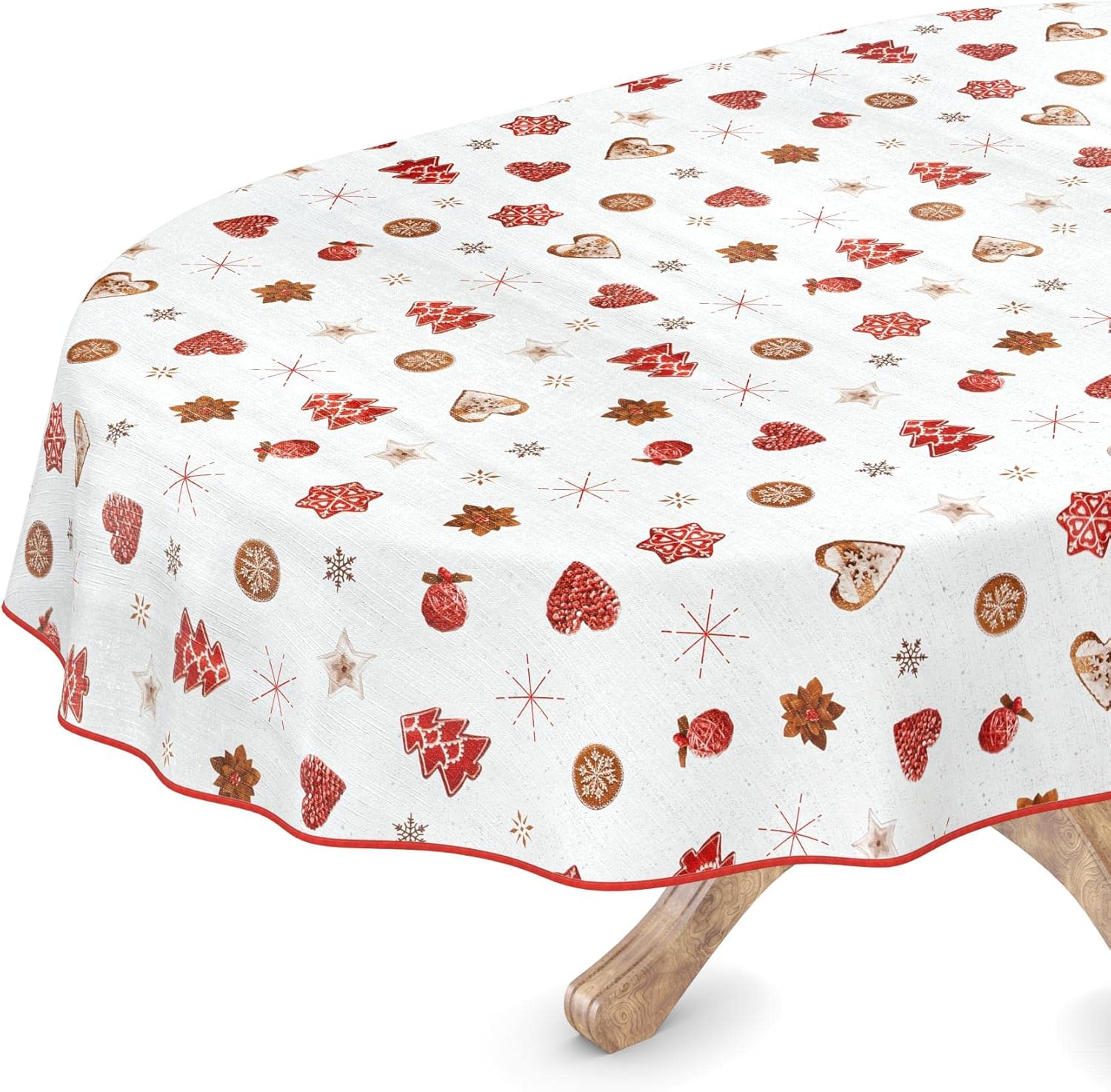 Bild von Tischdecke abwaschbar Weihnachten Wachstuchtischdecke Oval 140 x 160cm mit Saum (eingefasst) Silvester Wachstuch