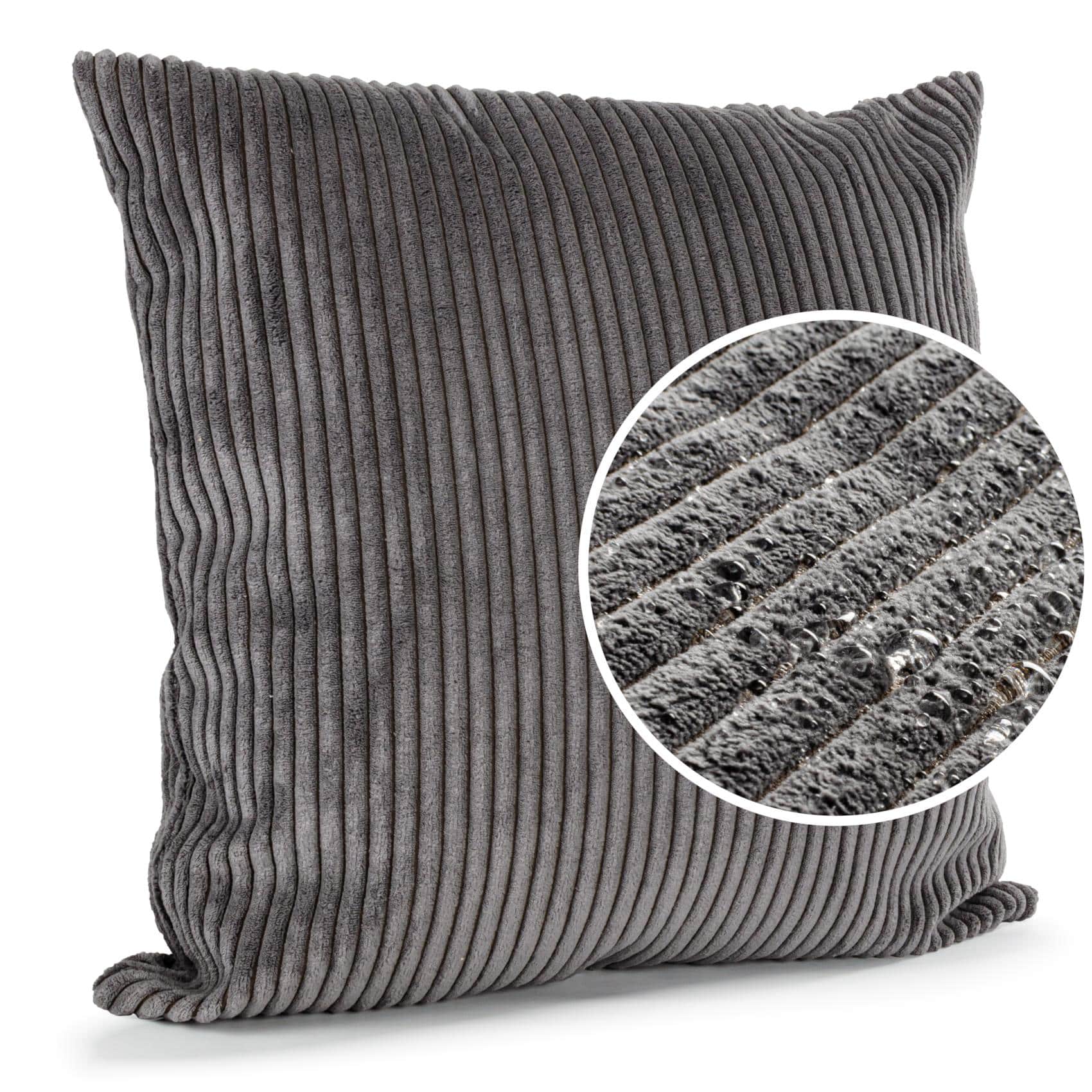 Bild von Cord Kissen Kissenbezug Sofakissen Cord Dekokissen Kissenhülle mit & ohne Füllung 4 Größen Dunkelgrau 40x40cm Ohne Füllung
