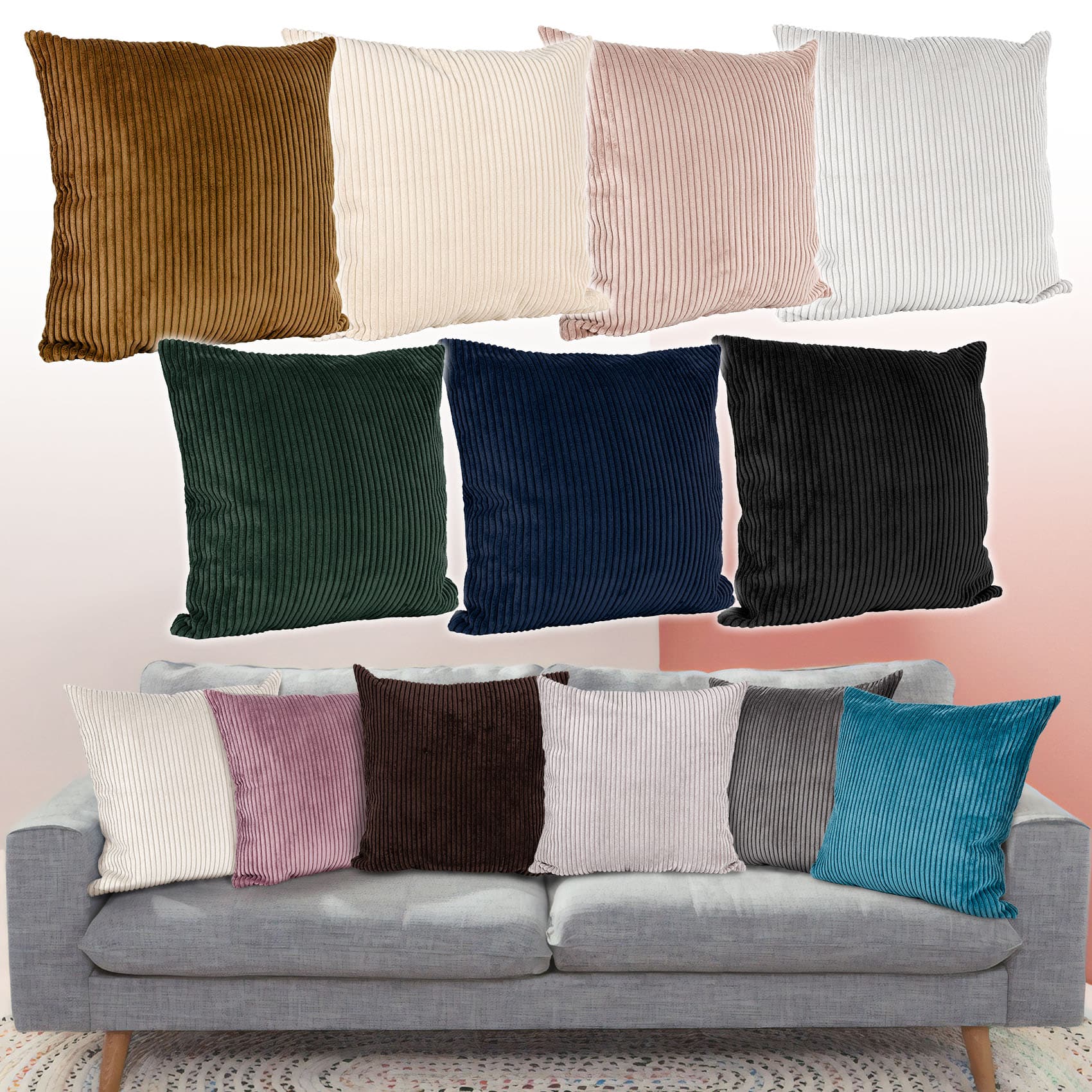 Bild von Dekokissen Cord Samt Kissenbezug Sofakissen Kissenhülle Plüsch Kissen mit / ohne Füllkissen 4 Größen Helltürkis 40x40cm ohne Füllung