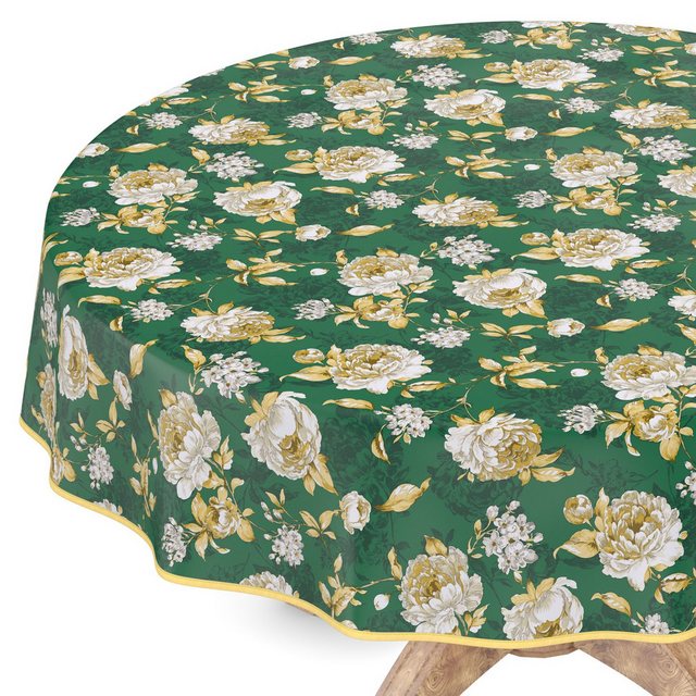 Bild von ANRO Tischdecke limited Wachstuchtischdecke Gartentischdecke Wachstischdecke, Geprägt Rund 100cm wasserabweisend mit Saum