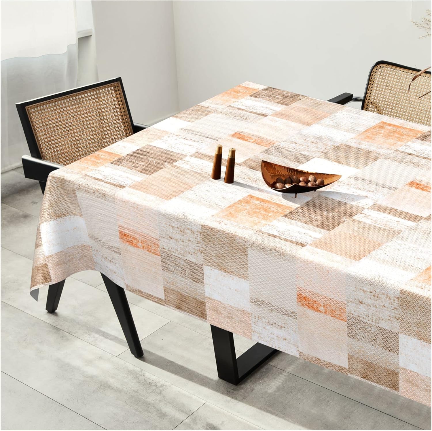 Bild von Wachstuchtischdecke Wachstuch Tischdecke abwaschbar rechteck, rund, oval hochwertige Bedruckung Gartentischdecke MIMOSA Patchwork Oldstyle Breite 140c
