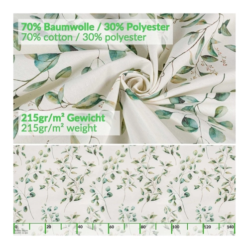 Bild von Stoff Tischdecke Botanika Oval 200 x 140 cm – Pflegeleicht & Umweltfreundlich