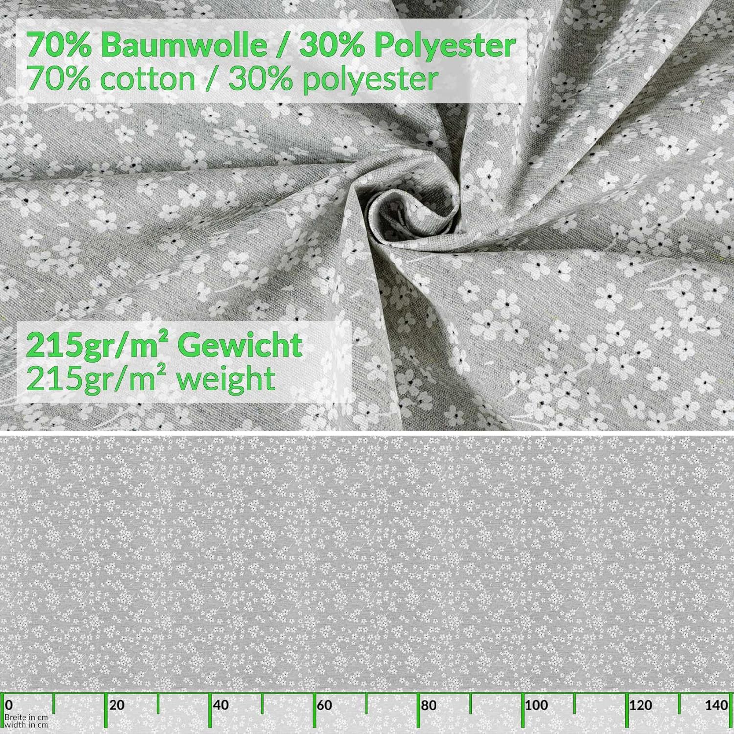 Bild von Stoff Tischdecke Tischwäsche Textil Tischtuch Baumwolle Polyester Gewebe abwaschbar pflegeleicht, in rund oval eckig Violen Grau 160x100cm mit Saum (Eingefasst)