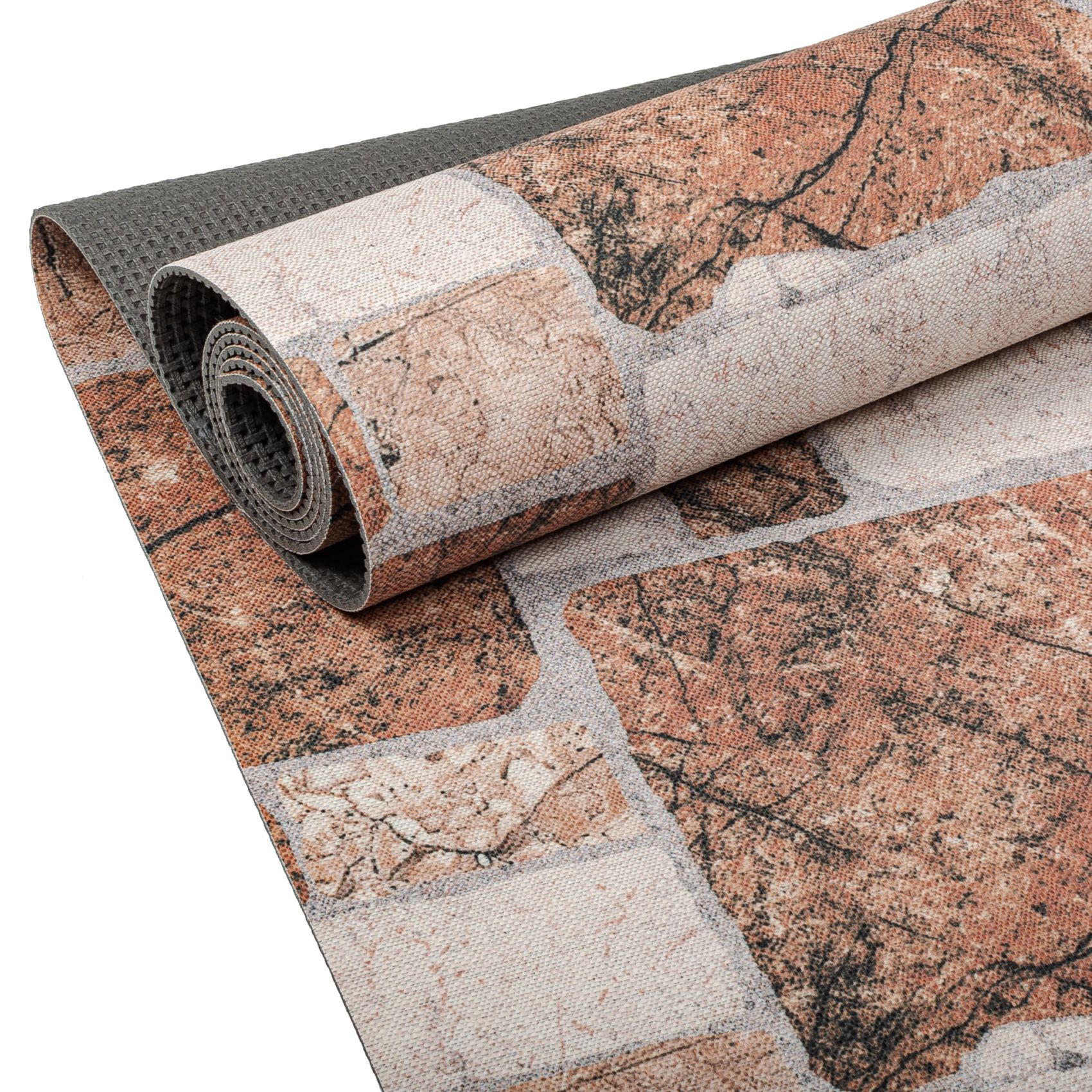 Bild von ANRO Küchenläufer RANNA Premium Läufer Küchenteppich Teppich Textil, Eckig, Bodenläufer 100x65cm Granit Braun pflegeleicht