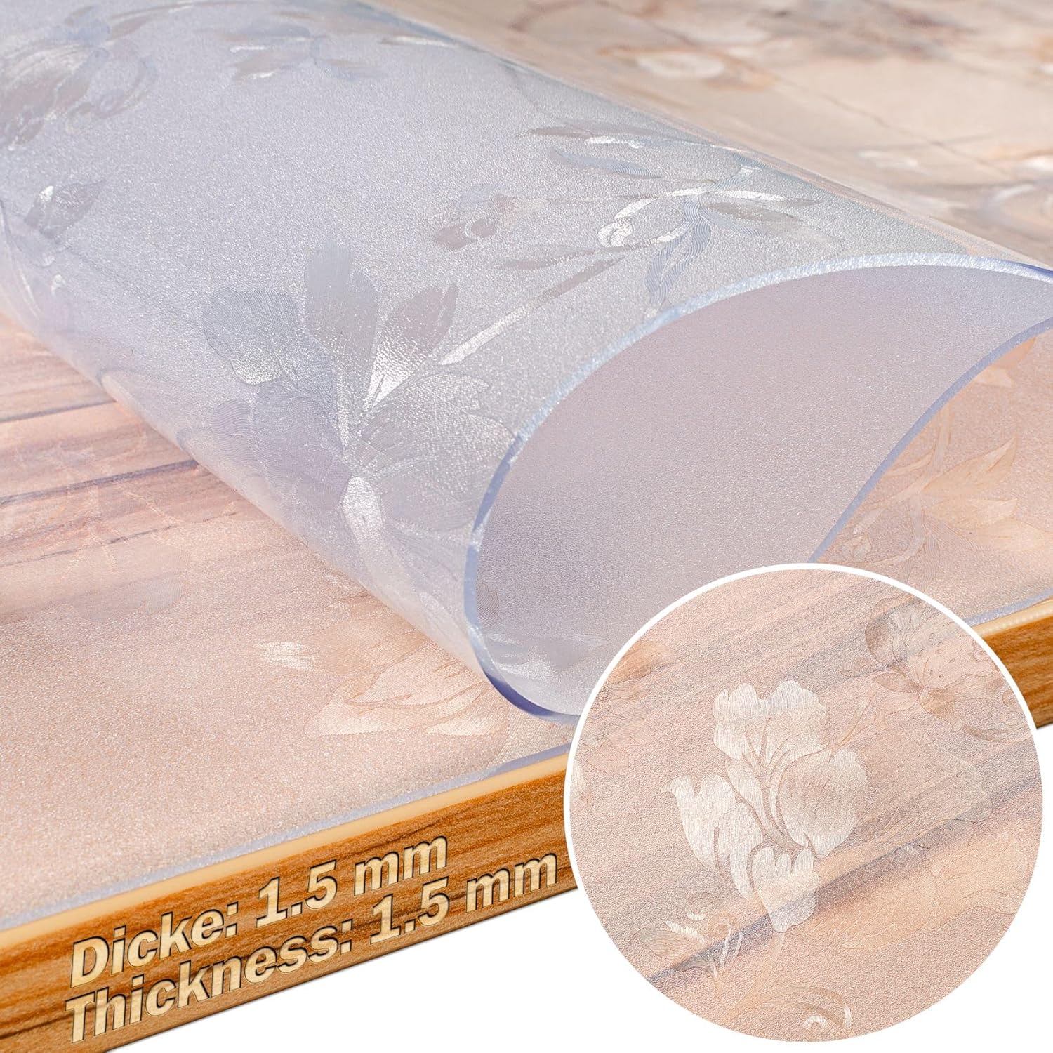 Bild von ANRO Tischfolie Tischschutzfolie mit Struktur für Hochglanz und Glastische Tischdecke Folie für Tisch Tischschutz 1,5mm 130x90cm