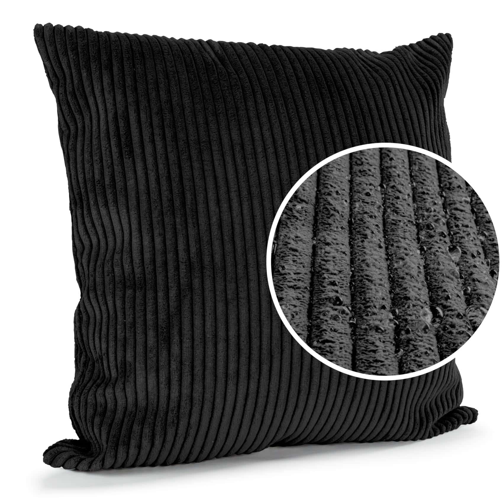 Bild von Dekokissen Cord Samt Kissenbezug Sofakissen Kissenhülle Plüsch Kissen mit / ohne Füllkissen 4 Größen Schwarz 30x50cm ohne Füllung