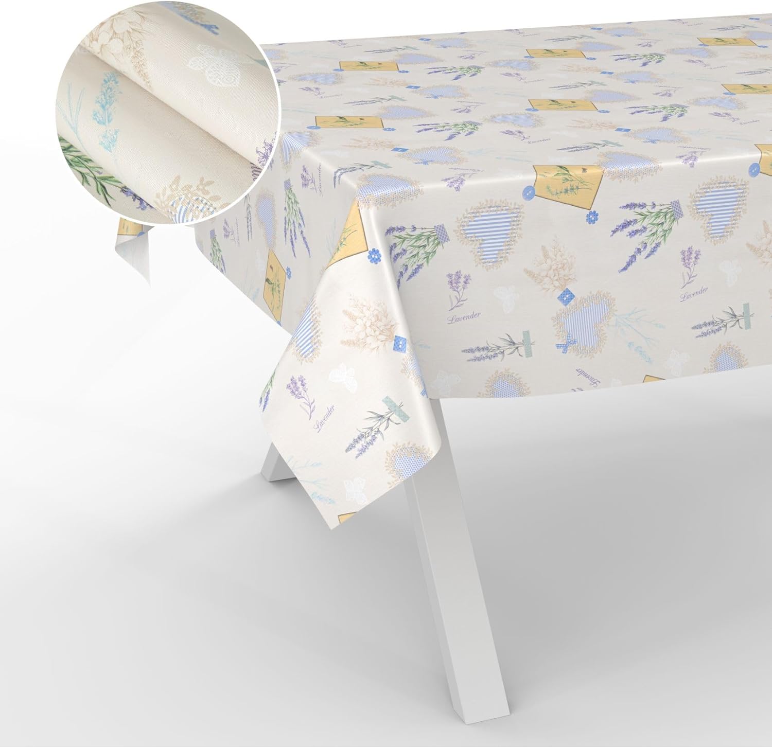 Bild von Wachstuch-Tischdecke Tischdecke abwaschbar Wachstuch Garten-Tischdecke Outdoor Indoor 160x140cm Schnittkante Lavendel