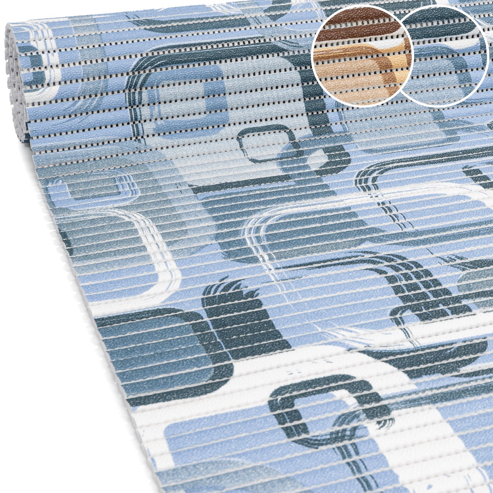 Bild von Weichschaummatte Meterware Badematte Badläufer Weichschaum anpassbar Moderno Blau / Beige 100x130cm Braun 100x130cm