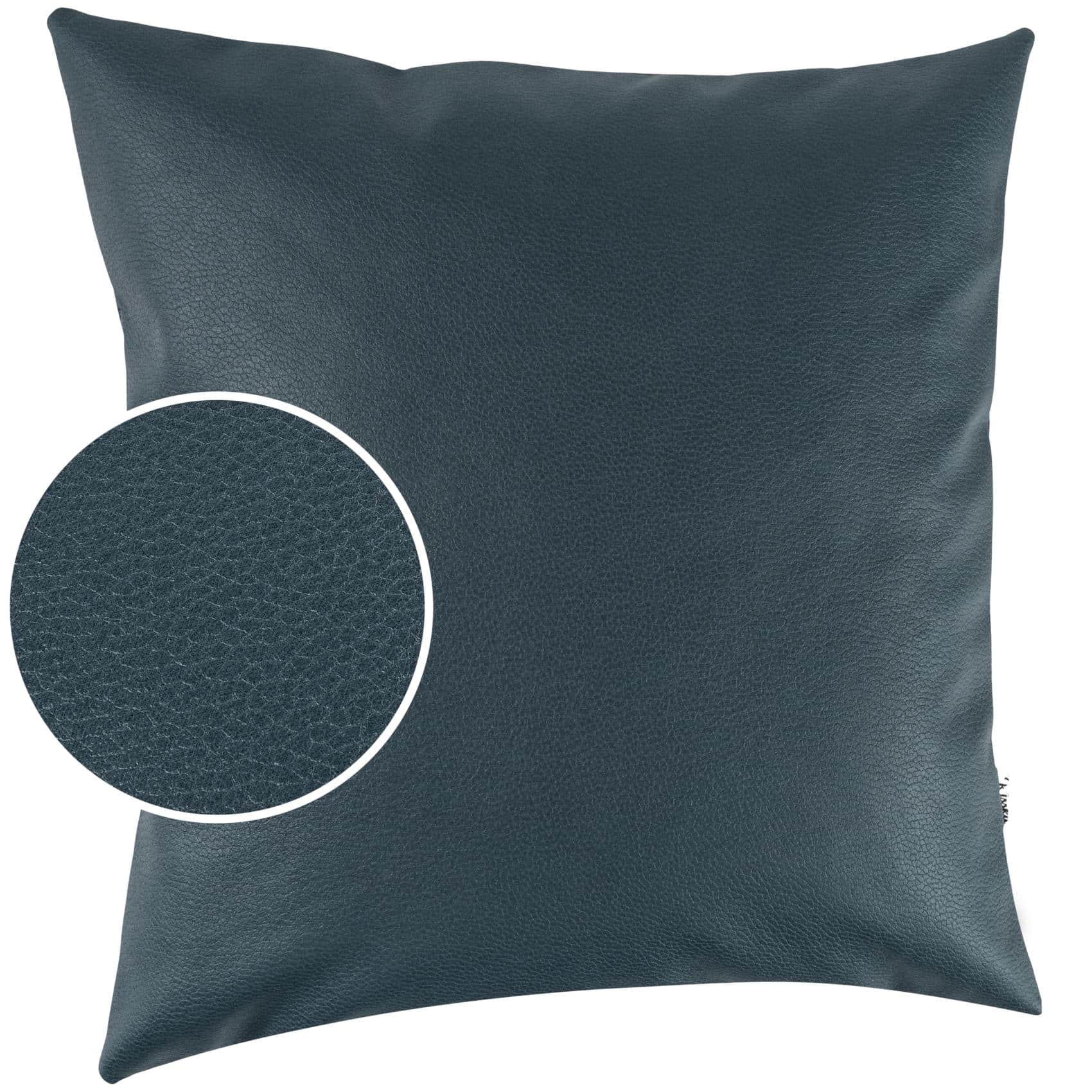 Bild von Kisska Dekokissen Kissenhülle KUMO atmungsaktive Kunstleder Kissenbezug Zierkissen, Kissenüberzug ohne Füllung Leder-Optik UNI 40x40cm Einfarbig Grünblau