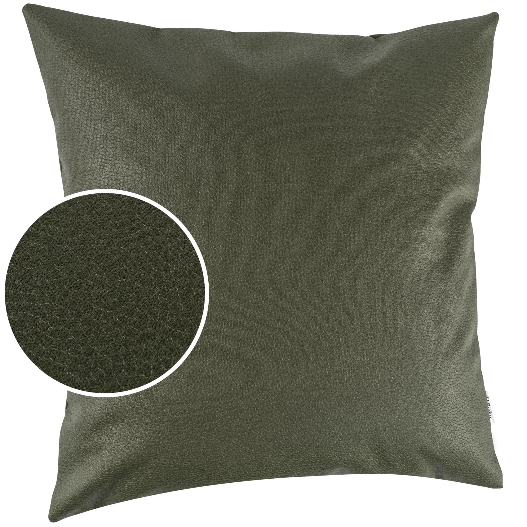 Bild von Kisska Dekokissen Kissenhülle KUMO atmungsaktive Kunstleder Kissenbezug Zierkissen, Kissenüberzug ohne Füllung Leder-Optik UNI 50x30cm Einfarbig Grün