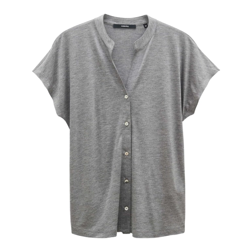 Bild von someday Damen Kurzarmshirt | Poloshirt KEDINA Detail Regular aus Ecovero Viskose Good Grey, Größe 42