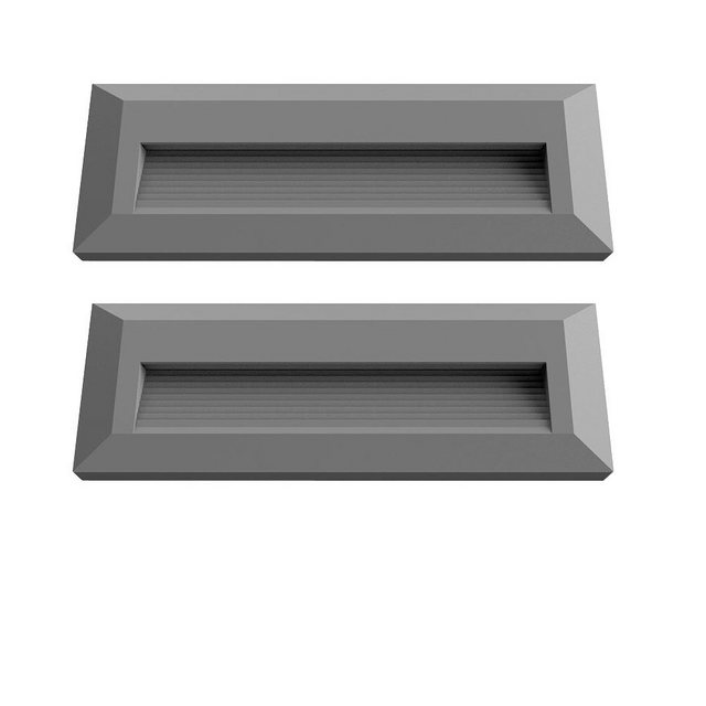 Bild von ETC Shop Stufenbeleuchtung Stufenlampe Treppenbeleuchtung Terrasse, grau, led 3W 110Lm neutralweiß, BxHxT 23x8x2,8 cm, 2er Set (vtac1330_2er)