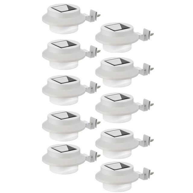 Bild von ETC Shop Dachrinnenleuchte weiß Wandlampe Klemme Zaunlampe weiß, Feststellschraube, led warmweiß, LxBxH 16,5x11,6x6 cm, 10er Set (504901_5er)