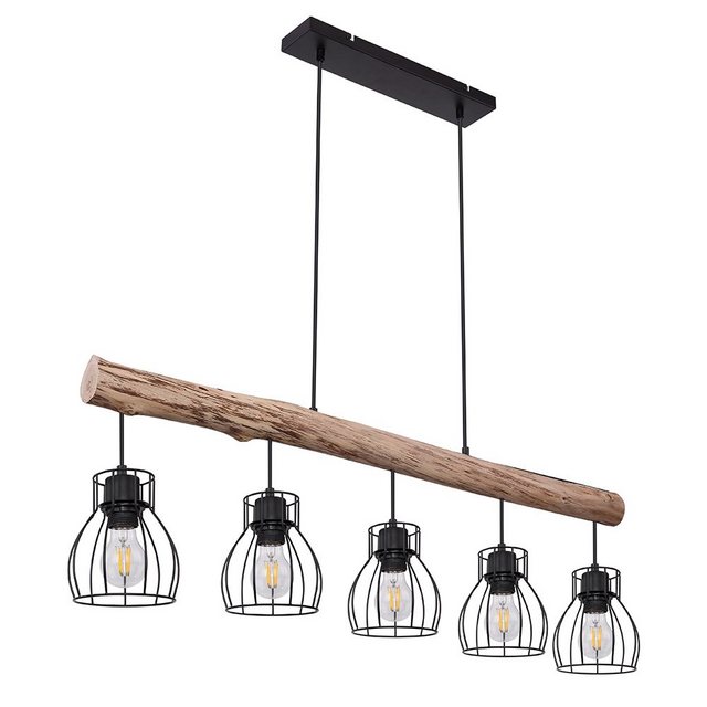 Bild von etc-shop LED Pendelleuchte, Leuchtmittel inklusive, Warmweiß, Farbwechsel, Decken Hänge Lampe dimmbar Holz Balken Pendel Leuchte