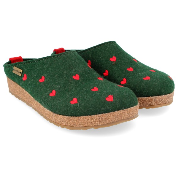 Bild von Haflinger Grizzly Cuoricino Filzclog aus reinem Wollfilz Unisex Herzmotiv Hausschuh