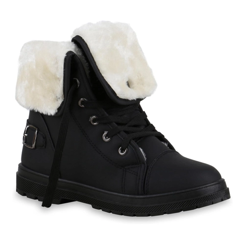 Bild von Stiefelparadies Damen Worker Boots – Warm gefüttert mit Blockabsatz