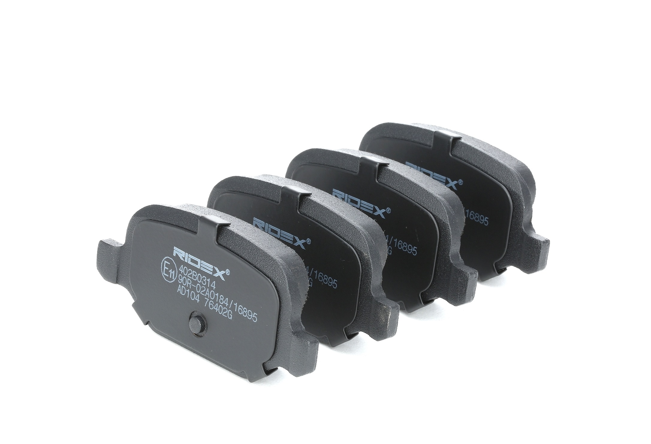 Bild von RIDEX 402B0314 Bremsbelagsatz Bremsbeläge, Bremsklötze, Bremssteine Hinterachse nicht für Verschleißwarnanzeiger vorbereitet mit Anti-Quietsch-Blech