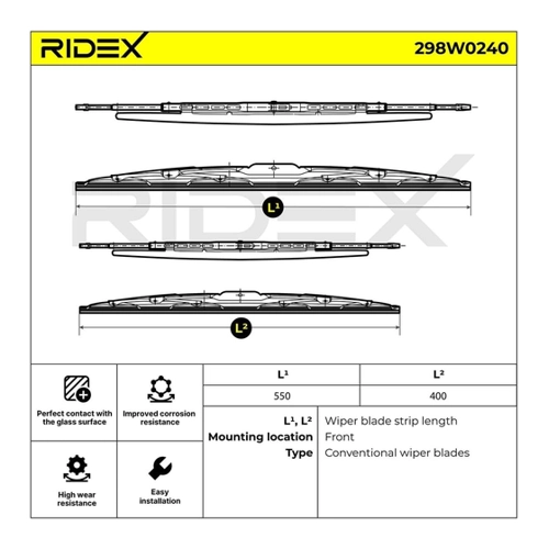 Bild von RIDEX 298W0240 Scheibenwischer Wischblatt Set