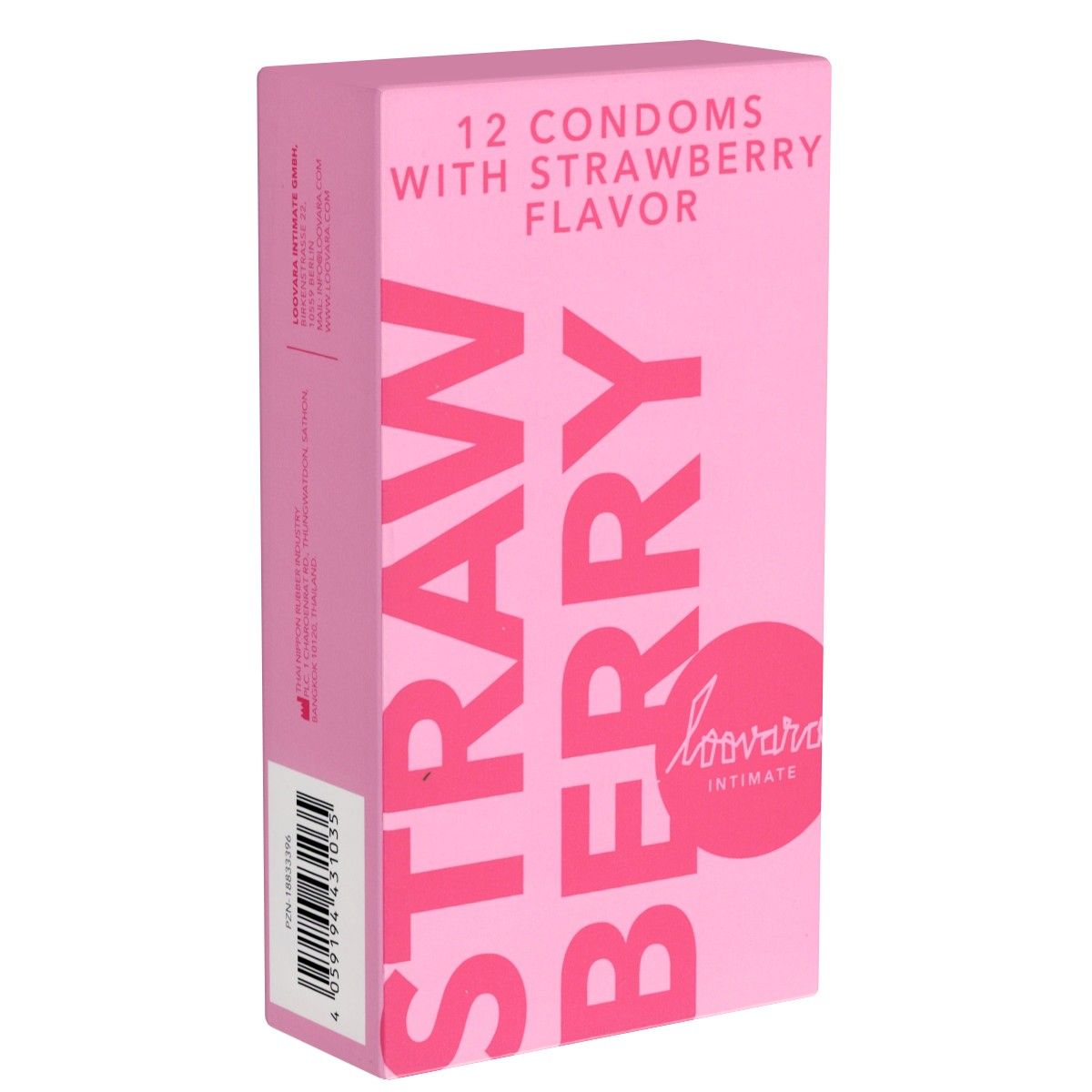 Bild von Loovara Kondome Strawberry Packung mit, 12 St., Kondome mit Erdbeer-Geschmack, Kondome für lustvollen Oralverkehr