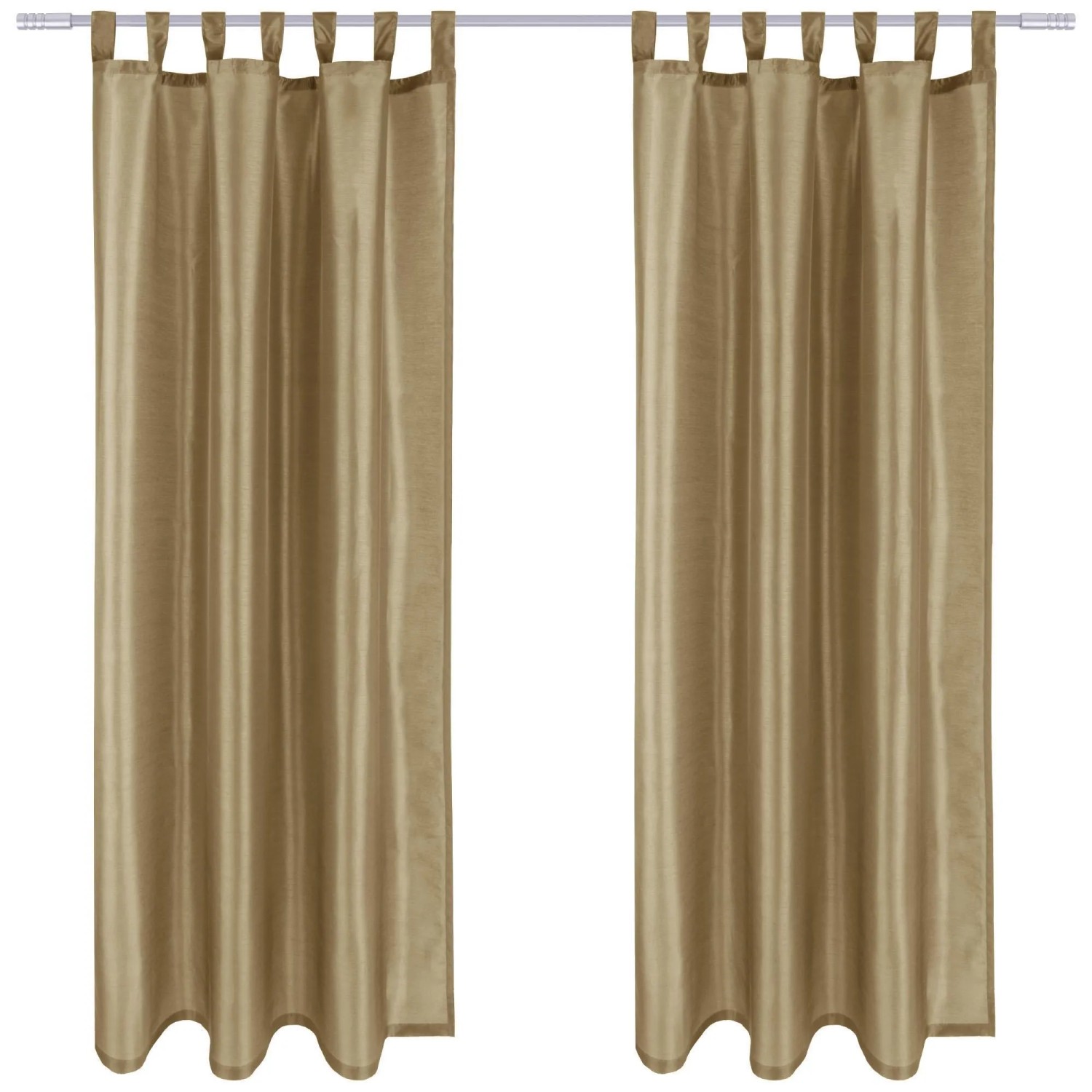 Bild von Arsvita 2er Pack Gardine Blickdicht Alessia mit Schlaufen 140 cm x 245 cm Taupe Dunkel