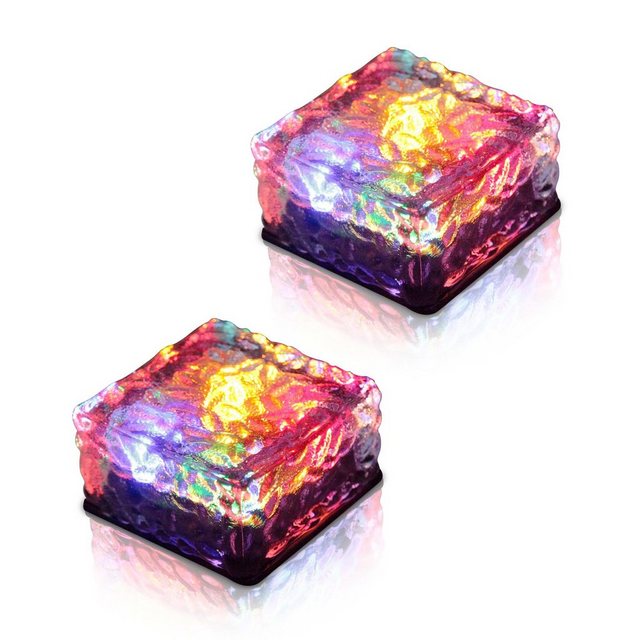 Bild von Bestlivings LED Gartenleuchte 05196-Solarbodenlampe, LED fest integriert, Warmweiß, Bunt, LED Solarglas Bodenleuchte mit verschiedenen Farben Glasköper 10x10cm
