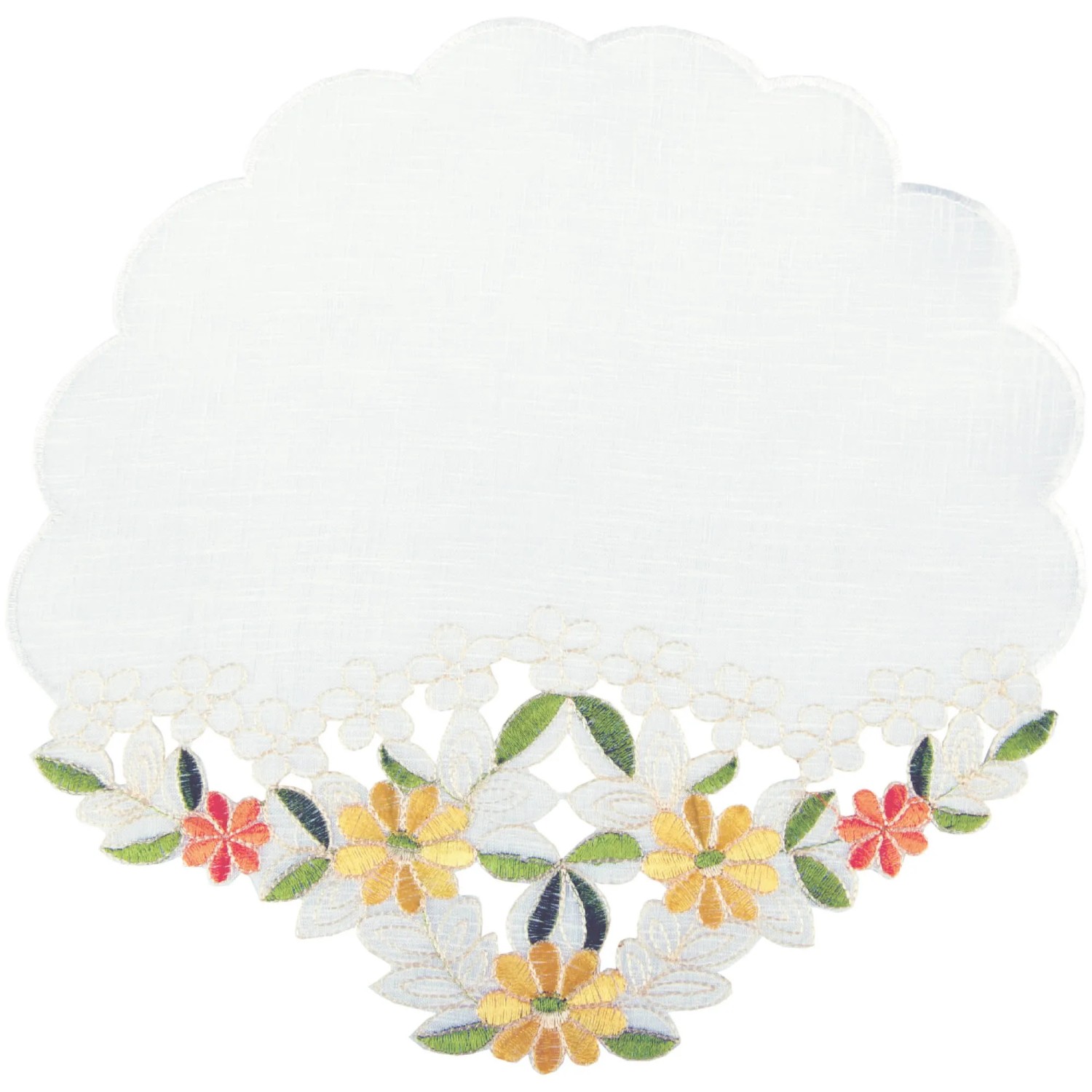 Bild von Arsvita Tischdecke mit Stickerei (1-tlg), dekorative Spitze, Tischdekoration - 30x30cm Platzset Leinenoptik