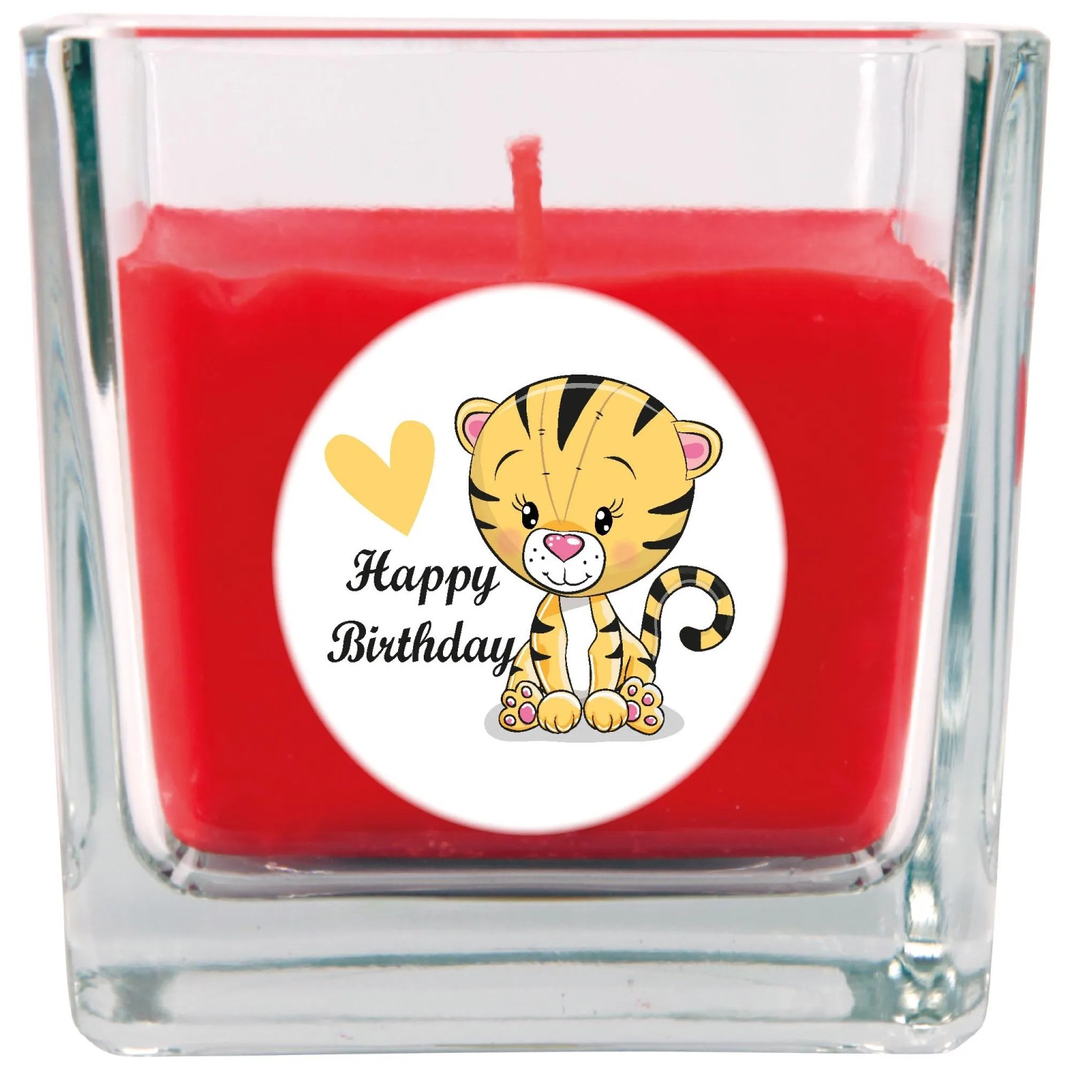 Bild von HS Candle Duftkerze & Glas Happy Birthday Viereck Rose Tiger