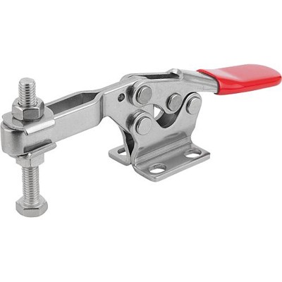 Bild von KIPP - SCHNELLSPANNER STANDARD, FUß WAAGRECHT, F2=3200, L=173, FORM:C, EDELSTAHL, KOMP:KUNSTSTOFF ROT, VERSTELLB.