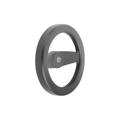 Bild von KIPP - 2-SPEICHENHANDRAD D1=250 PASSBOHRUNG MIT NUT D2=22H7, B3=6, T=24,8, ALUMINIUM, SCHWARZ PULVERBESCHICHTET,