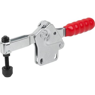 Bild von KIPP - SCHNELLSPANNER STANDARD L=173, FORM:B STAHL, FUß SENKRECHT, KOMP:KUNSTSTOFF, ROT, F2=2500