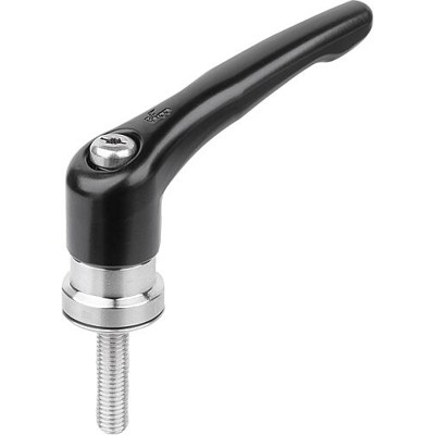 Bild von KLEMMHEBEL MIT SPANNKRAFTVERSTÄRKER GR.2 M08X40, ZINK SCHWARZ RAL9005 SEIDENMATT, KOMP:EDELSTAHL BLANK