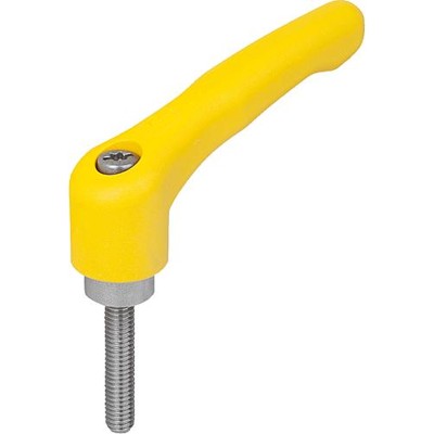 Bild von KLEMMHEBEL GR.4 M12X40, HOCHLEISTUNGSTHERMOPLAST GELB RAL1021, KOMP:EDELSTAHL BLANK