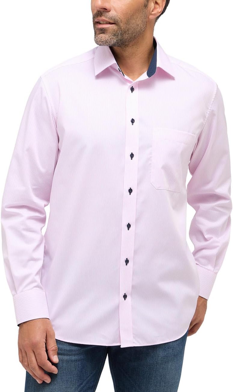 Bild von eterna Langarm Hemd Comfort FIT Twill gestreift, Hellblau/Weiss, W52 Langarm