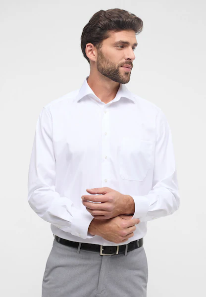 Bild von Eterna Herren Langarmhemd Comfort Fit Bezug Twill weiß Uni extra Langer Arm Hemd, 40