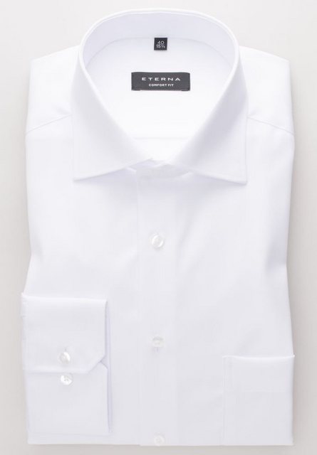 Bild von eterna langarm hemd comfort fit cover shirt twill weiss unifarben
