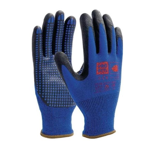 Bild von NI-Thermo Nitril-Feinstrickhandschuh,blau / schwarz, mit Punktbenoppung, Größe 10, 12 Paar
