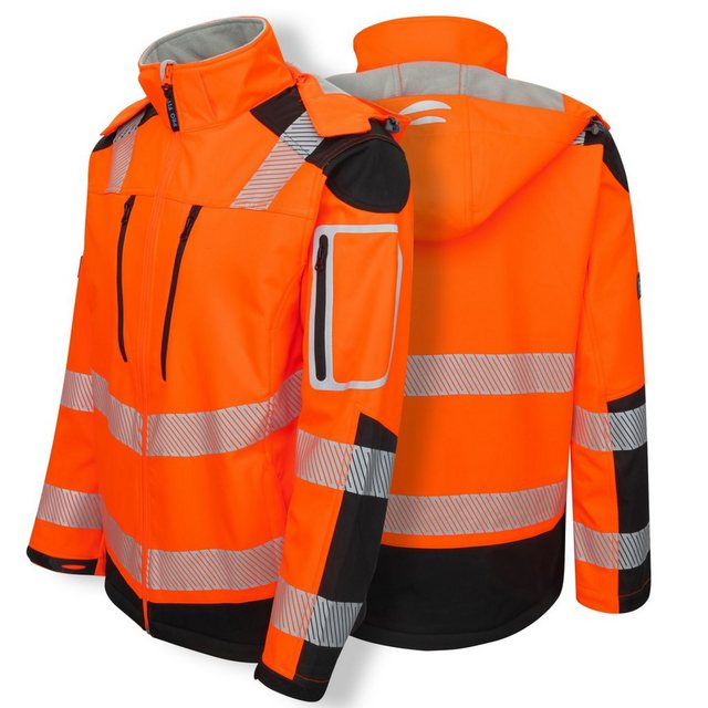 Bild von PRO FIT by Fitzner Arbeitsjacke Warnschutz Softshelljacke, Neonorange/Schwarz (1-St) Reflektierende Streifen, Wind- & Wasserabweisend, Atmungsaktiv