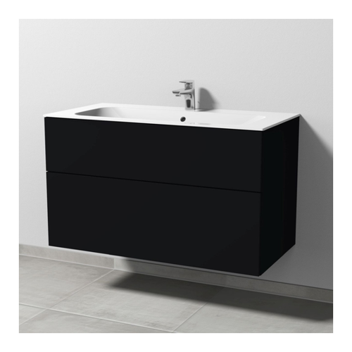 Bild von Sanipa 3way Keramik-Set Finion – Keramik-Waschtisch und Unterbau in Schwarz-Matt
