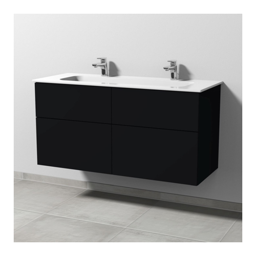 Bild von Sanipa 3way Keramik-Set: Design Keramik-Doppelwaschtisch in Schwarz-Matt
