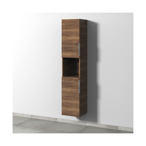 Bild von Sanipa 3way Hochschrank mit 2 Türen und 1 offenem Fach, Eiche-Tabak