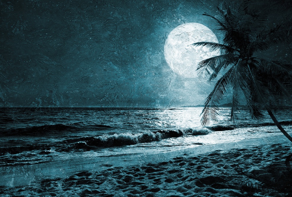 Bild von Architects Paper Fototapete "Atelier 47 Beach at Night 3", Strand-Meer, Vlies, Wand, Schräge, Decke