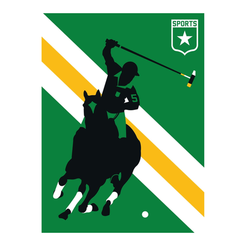 Bild von Fototapete Polo Spieler Weiß Gelb Grün Schwarz 2,00 m x 2,70 m FSC®