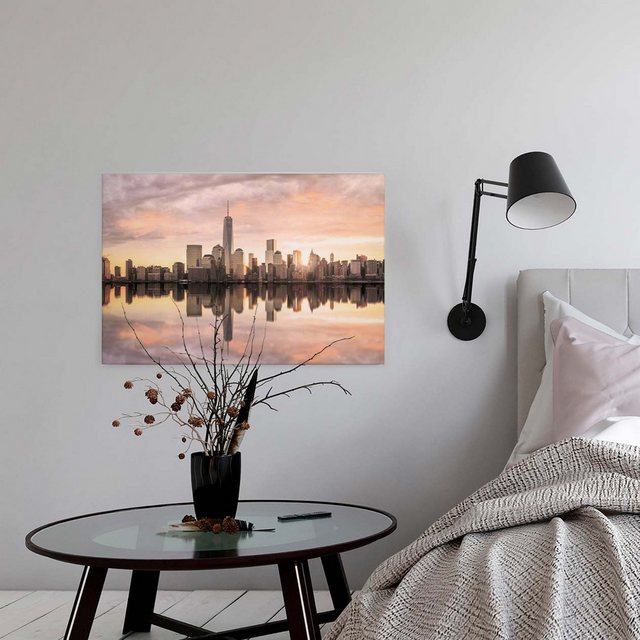 Bild von Bricoflor Sonnenuntergang Leinwand Mit Skyline Von New York Modernes Schlafzimmer Und Küchenbild Canvas Leinwandbild Auf Keilrahmen Im Querformat