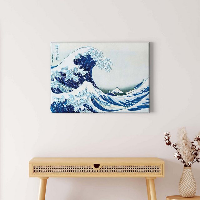 Bild von Bricoflor Japanische Welle Bild Modernes Leinwand Bild Mit Japan Motiv In Weiß Und Blau Asiatisches Wandbild Für Wohnzimmer Und Schlafzimmer