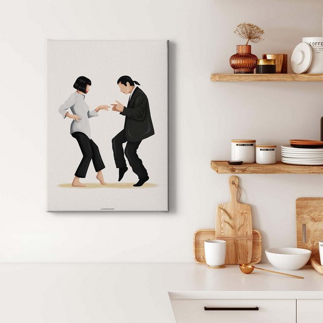 Bild von Bricoflor Pulp Fiction Bild Auf Leinwand In Schwarz Weiß Tanzbild Ideal Für Wohnzimmer Und Schlafzimmer Modernes Wandbild Mit Tanz Motiv Im Hochformat