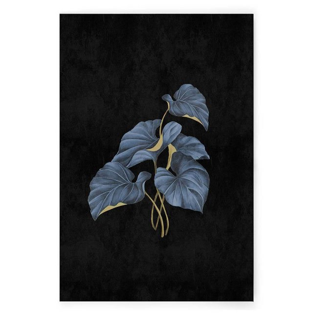 Bild von Bricoflor Wandbilder Mit Botanik Motiv Leinwand Schwarz Blau Bild Mit Blättern Im Botanical Stil Ideal Für Küche Und Schlafzimmer