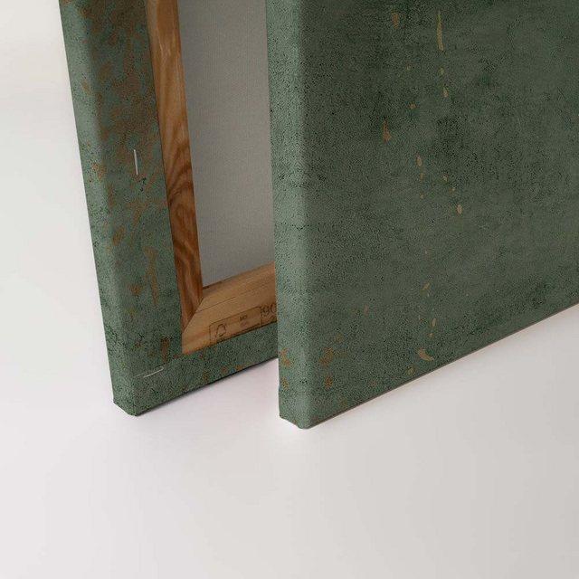 Bild von Bricoflor Leinwandbild Grün Gold 120 X 80 Cm Wandbild In Betonoptik Modern Industrial Bilder Auf Leinwand Ideal Für Flur Und Büro