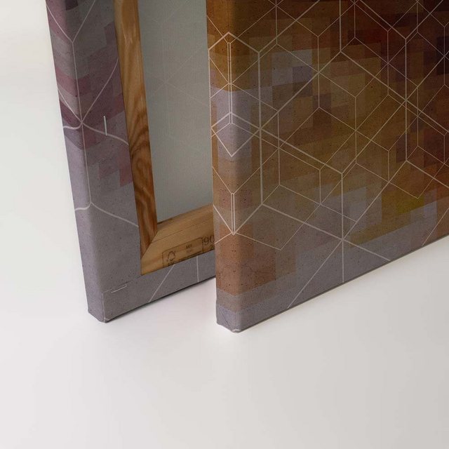 Bild von Bricoflor Leinwand Moderne Kunst Pink Orange Pixel Bild Mit Farbverlauf Geometrisch Für Schlafzimmer Wandbild In 120 X 80 Cm