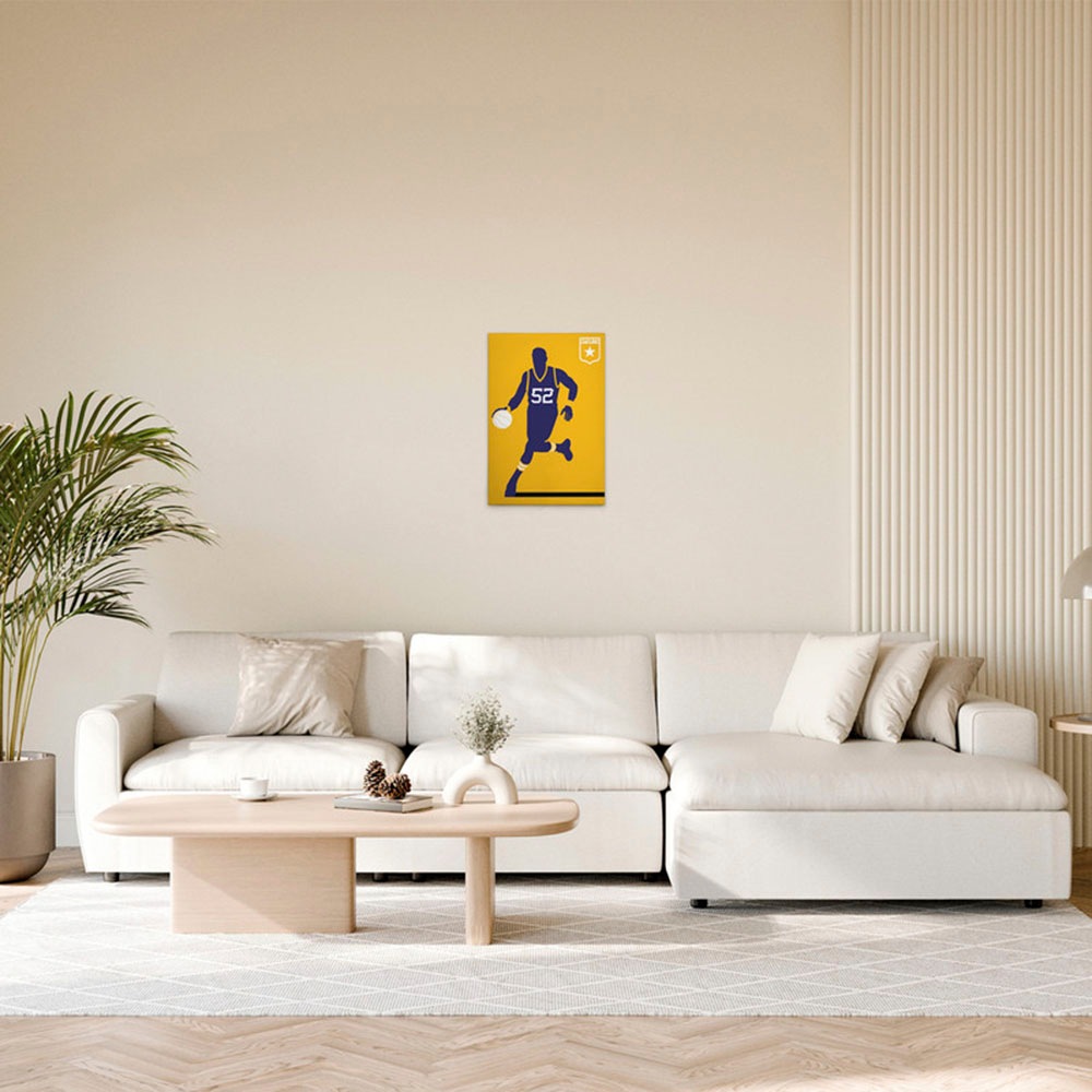 Bild von A.S. Création Leinwandbild "Basketball - Wandbild Gelb Violett Keilrahmen Kunst modern", (1 St.), Canvas Retro Leinwand Basketballspieler Wandkunst Schlafzimmer Retro
