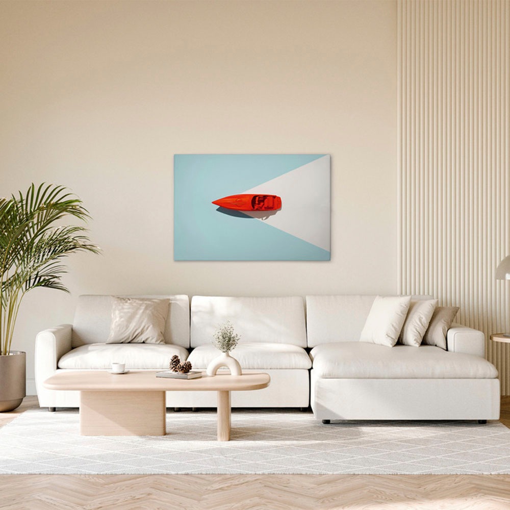 Bild von Leinwandbild A.S. CRÉATION "Key West 1 - Wandbild Blau Rot Weiß Keilrahmen Kunst", braun, B:120cm H:80cm T:2cm, Canvas, Bilder, Canvas Retro Leinwand Boot Wandkunst Schlafzimmer Retro & Vintage
